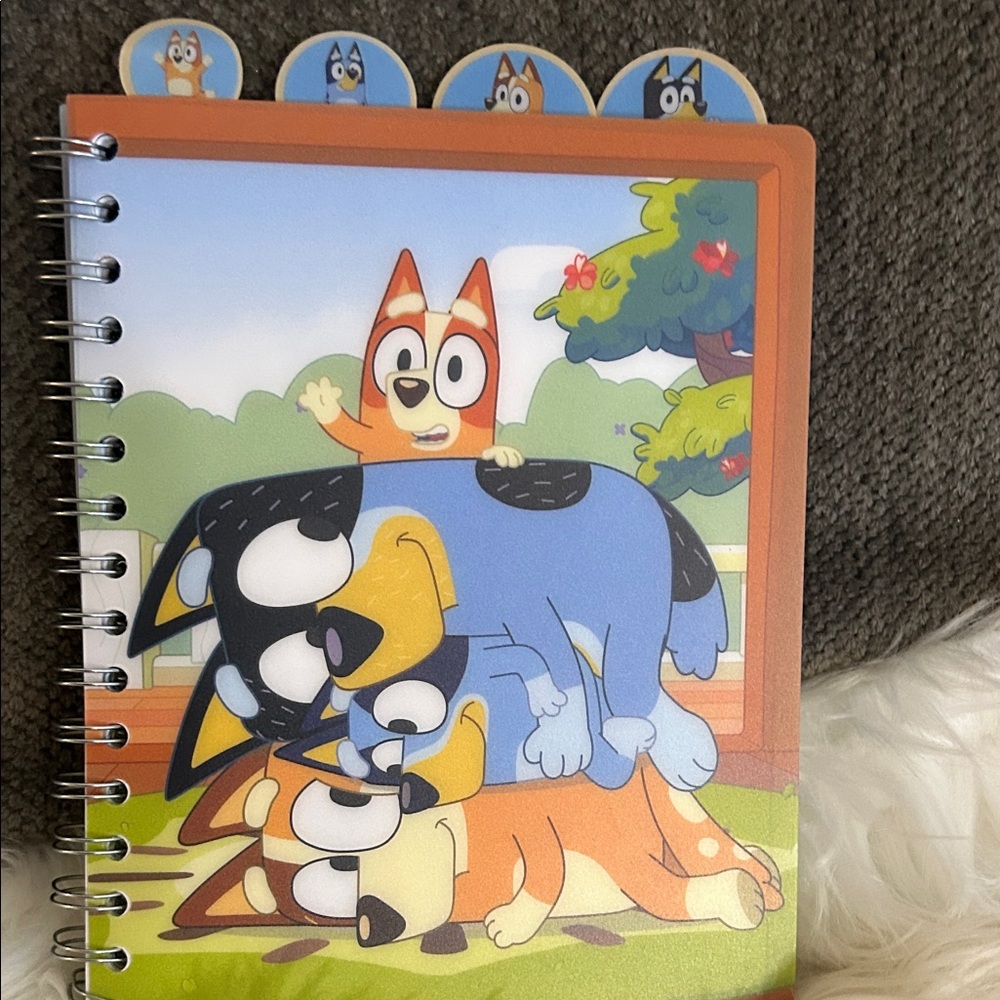 Bluey Tab Journal Notebook, Spiral Bound, 96 Lined Pages, 8 x 7 inches, Blue